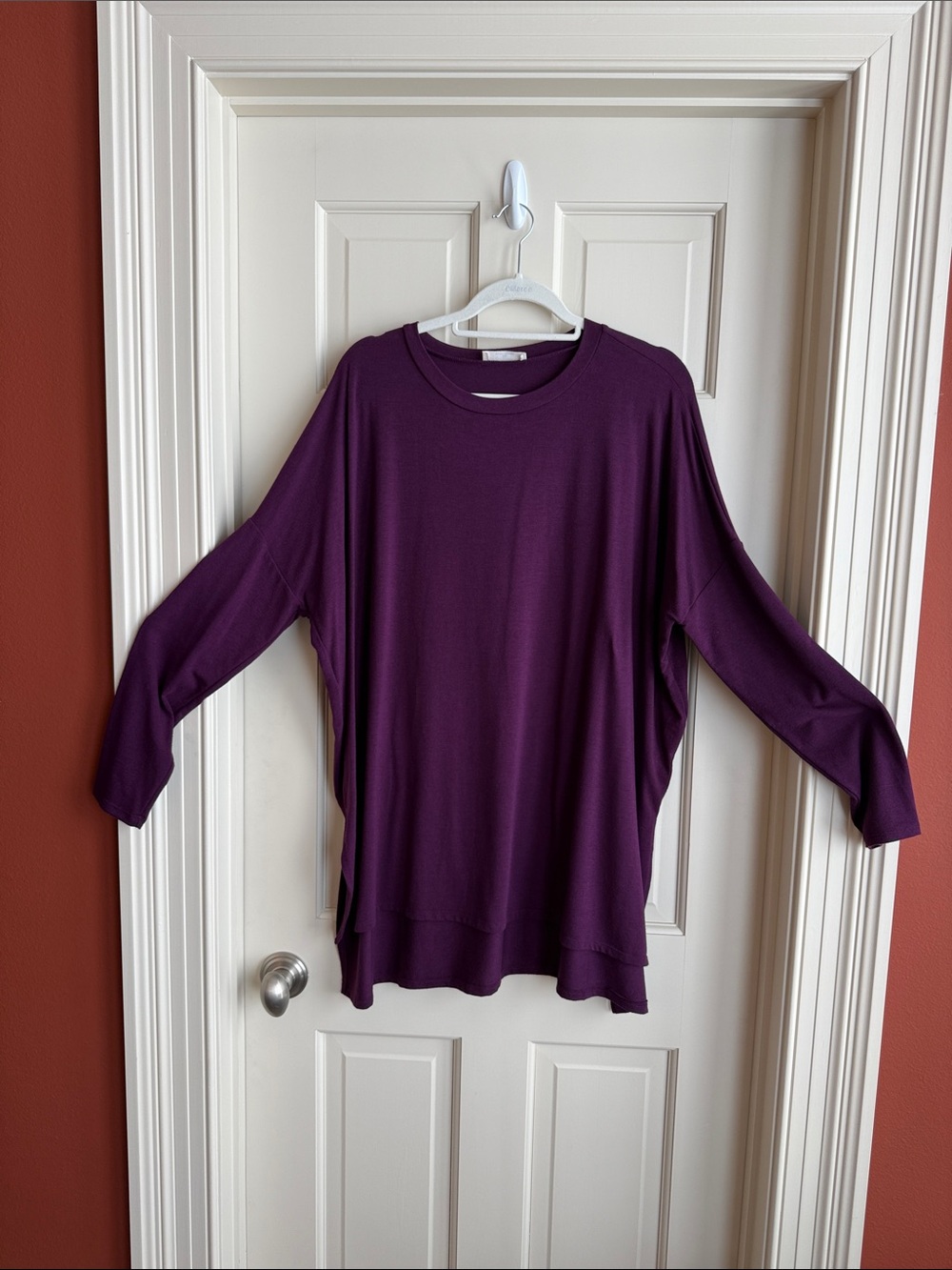 Zenana Outfitters Long Sleeve Tunic Top in Plum